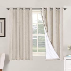 H.VERSAILTEX Linen Blackout Curtains 54 Inches Long 100% Blackout Thermal Insulated Textur
