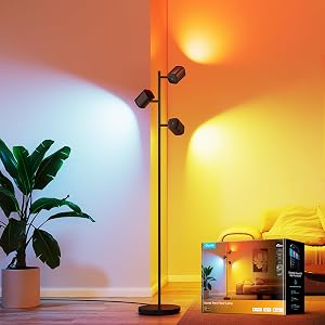 Govee Tree Floor Lamp Compatible with Matter, 3 Rotatable Lights with LuminBlend Technolog