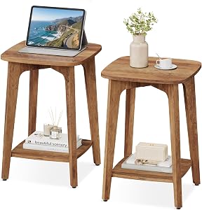 VASAGLE MAEZO Collection - Side Tables, Set of 2, 2-Tier Small Square End Tables, Nightsta