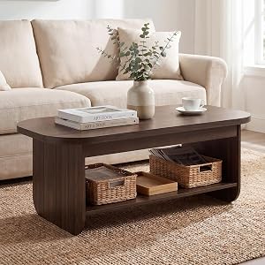 Giantex Oval Coffee Table, 47" Mid Century Modern Center Table with Storage Shelf &am