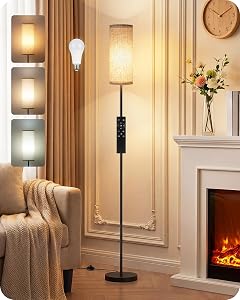 64.4” Slim Floor Lamp for Living Room with Magnetic Remote and Foot Switch, Dimmable Stand
