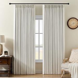 Pinch Pleated Curtains 100% Blackout Linen Curtains 95 Inches Long for Bedroom Living Room