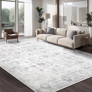 Dotiiorug Washable 8×10 Area Rug for Living Room, Vintage Floral Rug Soft Non Slip Stain R