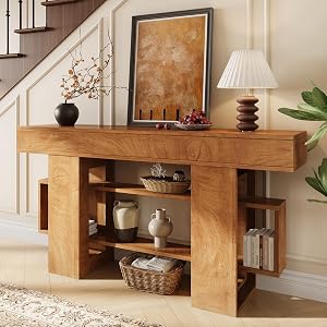 Einhomn 63 Inches Entryway Table, Wooden Console Table with Storage, Narrow Sofa Table Beh