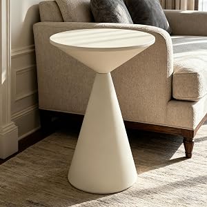 COVLON Small Drink Table, Round Martini Table, Drum End Table Side Table, Metal Accent Tab