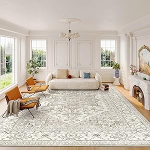 befbee 8x10 Area Rugs for Living Room, Stain Resistant Neutral Washable Rugs for Dining Ro