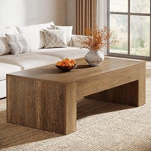 Tribesigns Rectangular Coffee Table for Living Room, 51-Inch Farmhouse Accent Center Cockt