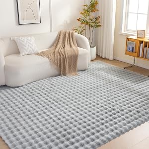 Amazon Basics Indoor Area Rug, 3D Bubble Washable Home Decor Carpet for Living Room, Bedro